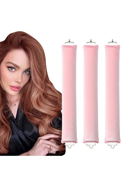 Choice 3 قطع من بكرات الشعر الوردية بدون حرارة، تتضمن عصا تجعيد الشعر وعصابة ...