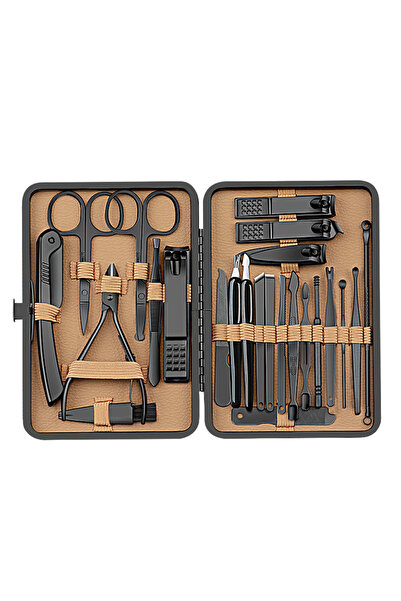 Choice 24 Pcs Set 7/16/24 Pcs Brown Series Manicure Set Stainless Steel Nail ...
