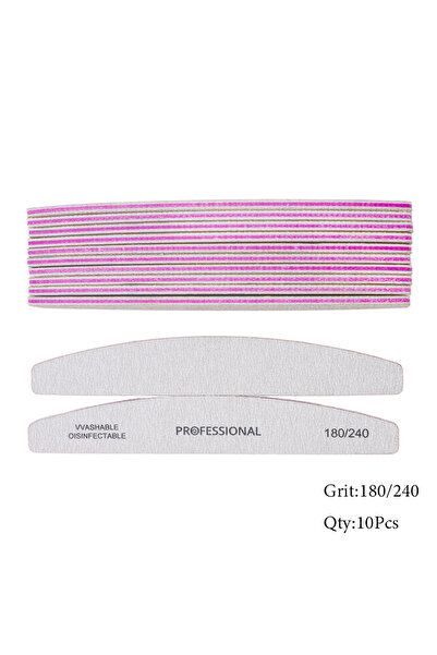 Choice 10 Pcs 180-240Grit 5/10Pcs Banana Nail Files Set 180/240 Grit Sandpape...