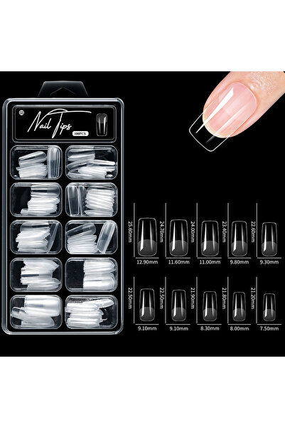 Choice 03-100pcs-box 100pcs/box Fake Nail Tips Coffin Press on Nail Clear Ful...
