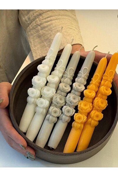 SCA CANDLE Dekoratif Mum şamdanlık Mum turuncu Renk 2 kili 20x2 Cm