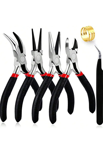 Choice XH-482-6pcs BLACK 6pcs/Set Jewelry Pliers Tools Kit Needle Chain Round...
