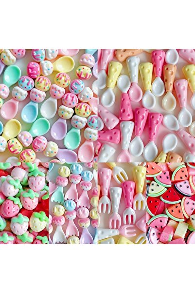 Choice ٢٠ قطعة من إكسسوارات فن الأظافر الصغيرة اللطيفة: شوك، ملاعق آيس كريم، ...