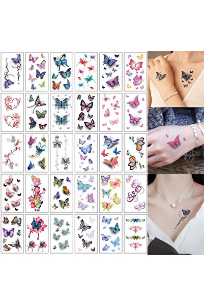 Choice17 مجموعة من 106 ملصقات وشم مؤقتة مقاومة للماء، 30 قطعة، للاستخدام مرة ...