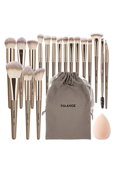 Choice Champagne MAANGE 18PCS Professional Makeup Brushes Set with 1PCS Powde...