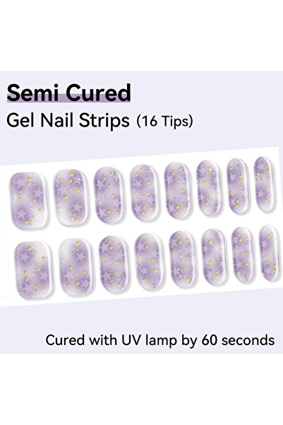 Choice NF240123 16Tips Semi-Cured Gel Nail Sticker Pure Color UV/LED Lamp Gel...