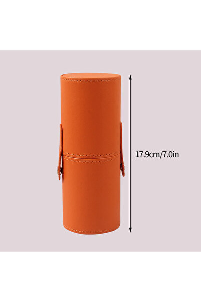 Choice دلو فرش مكياج محمول برتقالي اللون، مقاس 18×7 سم، قطعة واحدة، مزود بغطا...