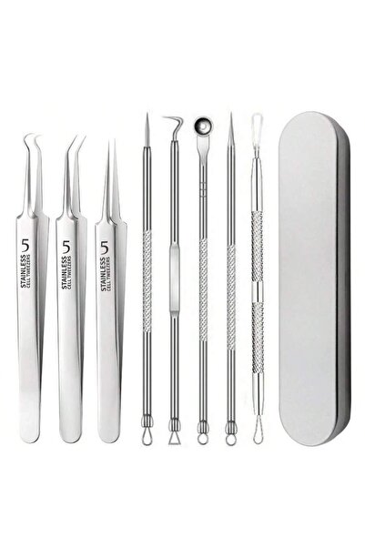 Choice مجموعة أدوات بيضاء مكونة من 8 قطع لإزالة حب الشباب والرؤوس السوداء وال...