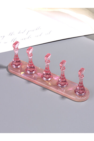 Choice LPT04 Laser nail art practice holder, transparent pink heart-shaped na...