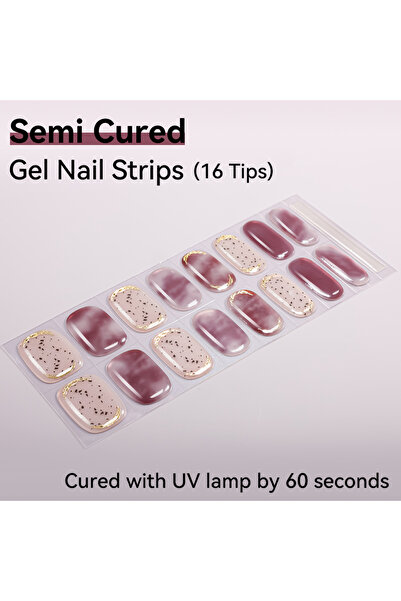 Choice NF250037 16Tips Semi-Cured Gel Nail Sticker Pure Color UV/LED Lamp Gel...
