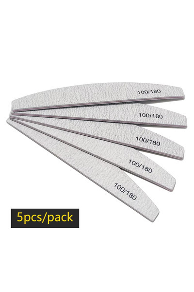 Choice 5 PCS Nail File Buffer 100/180 Grit Half Moon Nail Files Double Side S...