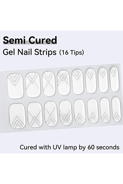 Choice NF240140 16Tips Semi-Cured Gel Nail Sticker Pure Color UV/LED Lamp Gel...