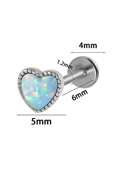 Choice 1.2x6mm 1PC OP26 1PC Surgical Steel Heart Opal Lip Stud Labret Ring Fi...
