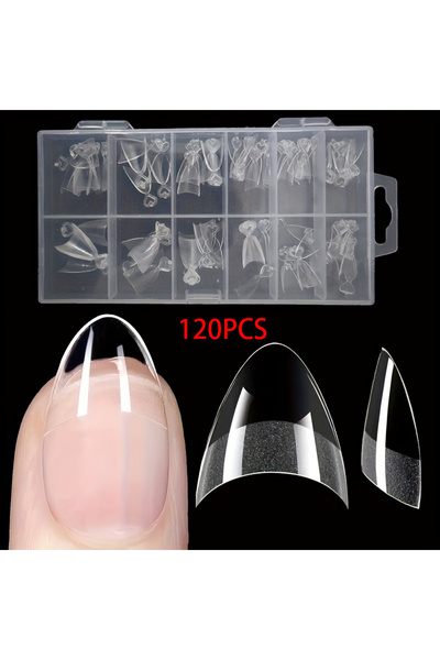 Choice 120 قطعة أو 120/240 قطعة من أظافر صناعية نصف تغطية على شكل لوز، أظافر ...