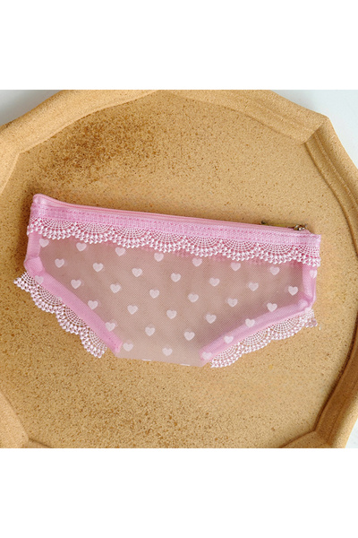 Choice حقيبة مستحضرات تجميل للسفر بتصميم أنيق باللون الوردي الفاتح، حقيبة شبك...