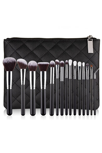 Choice1 15pcs Black with Bag 15pcs Professional Make-up Brushes Set Makeup Po...