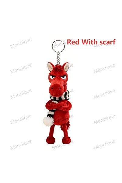 Choice Red Scarf Cute Plush Arrogance Pony Keychain for Women Bag Pendant Dec...
