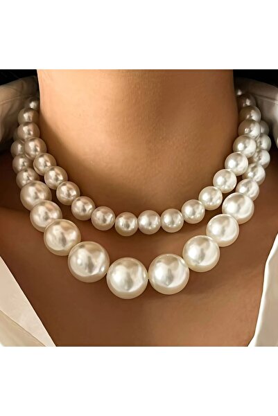 Choice طقم من قطعتين من قلادات تشوكر مزينة بخرز اللؤلؤ الصناعي للنساء، مناسبة...