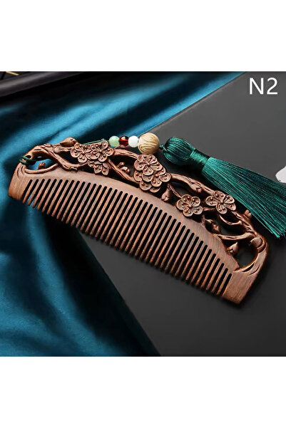 Choice N2 Natural Sandalwood Combs Solid Wood Exquisite Carving Lotus Comb Ha...
