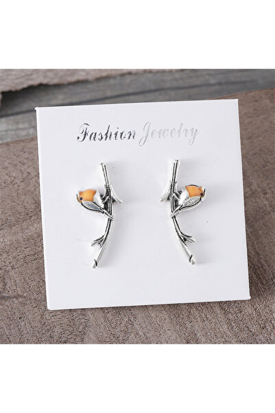 Choice As shown Vintage Silver Branch Cute Robin Bird Alloy Earrings Suitable...
