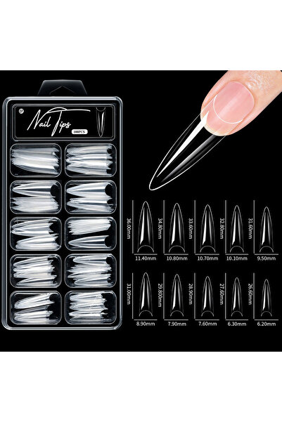 Choice 07-100pcs-box 100pcs/box Fake Nail Tips Coffin Press on Nail Clear Ful...