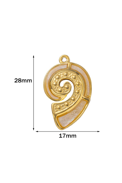 Choice Conch White 17x28mm 2PCs Ocean Series 304 Stainless Steel & Shell Char...