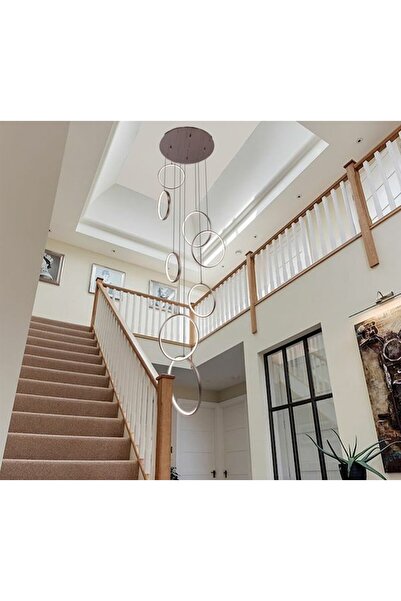 CASA LEGGERA Modern 8'Lİ Halka LED Sarkıt Avize İçe Işık Dekoratif Tavan Lambası