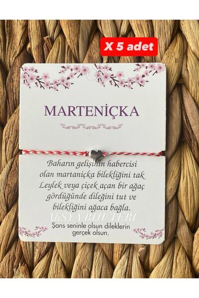 urgela Marteniçka Heart Silver Beaded 5-Piece Lucky Bracelet