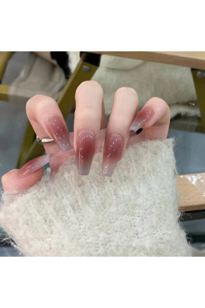 Choice QHR808 24 PCs Long French Gradient Blush Simple Nails with 1 Jelly Gel...