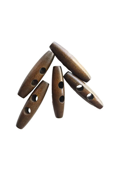 Işıltı Tuhafiye 5li Ahşap Çoban Düğme 4 Cm Kahverengi