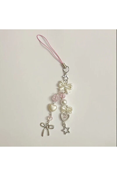 Choice A Fashion Y2K Pink Coquette Bow Beaded Phone Charm Bag Pendant Decorat...