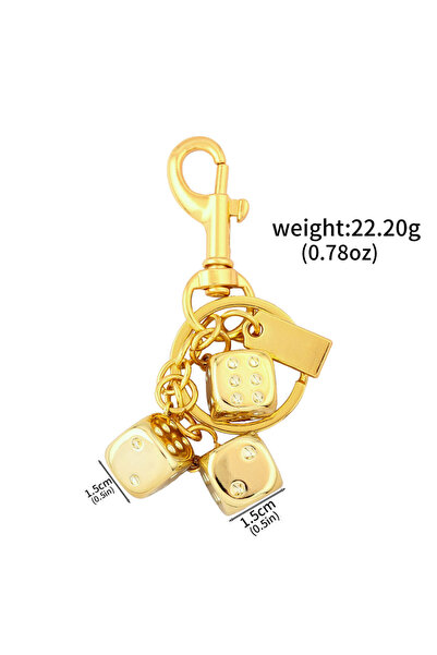 choice2 BG00060-02 Creativity Golden Dice Keychain Pendant Portable Lucky Cha...