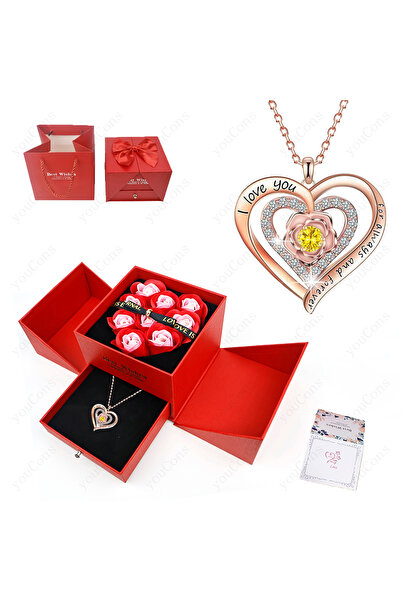 Choice قلادة على شكل قلب من الزركون بطول 50 سم، موديل RG-135YW-BX02R-RDPK، مع...