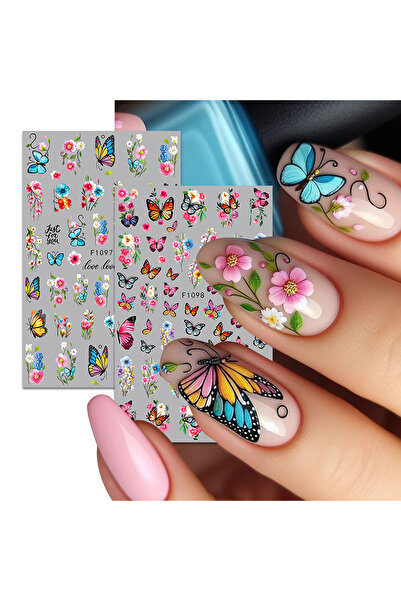 Choice army green Spring and summer flower butterfly nail stickers, easy to a...