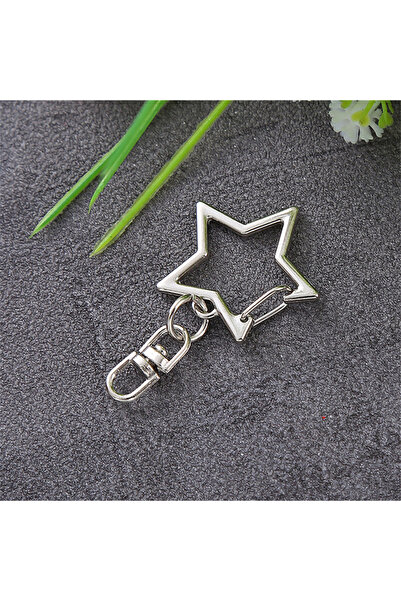 Choice 10 قطع من حلقات مفاتيح النجمة الخماسية المجوفة الجديدة باللون الفضي، إ...