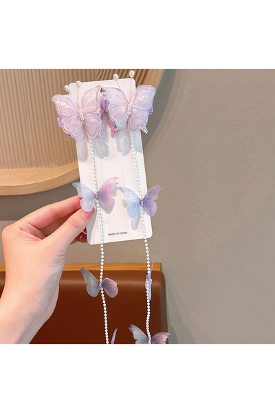 Choice Purple 2pcs New Sweet Three-dimensional Butterfly Tassel Children's Ha...