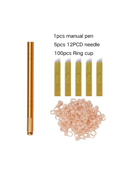 Choice قلم وشم ثلاثي الأبعاد ذهبي من تيبوري من كيت بي مع 5 إبر وشم مايكروبليد...