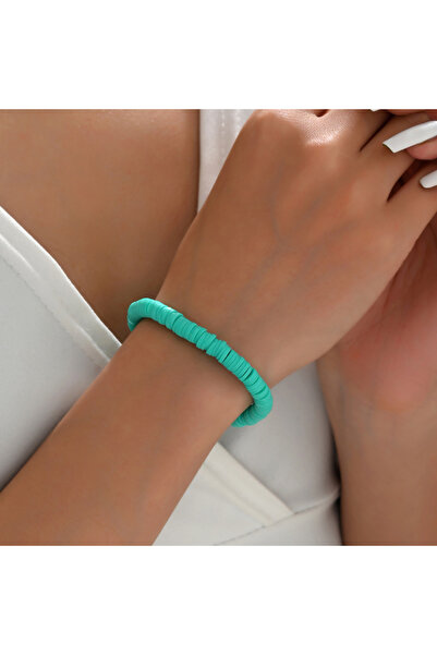 Choice light green Boho Handmade Colorful Polymer Clay Bracelets Pure Handmad...