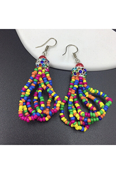 Choice أقراط بوهيمية متعددة الألوان للنساء، أقراط متدلية مصنوعة يدويًا من خرز...