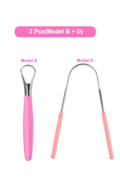 Choice1 قطعتان (موديل BD) مكشطة لسان من الفولاذ المقاوم للصدأ، لون وردي وأبيض...