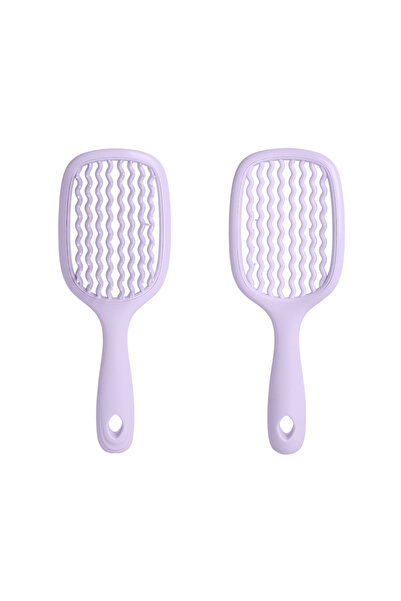 Choice فرشاة شعر أرجوانية مربعة مجوفة واسعة الأسنان، قطعة واحدة، لتدليك فروة ...