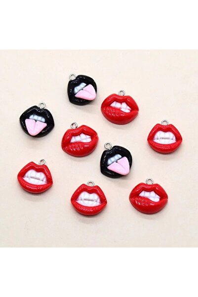 Choice 10pcs mix 10pcs European Red Vampire Mouth Resin Charms for Jewelry Ma...