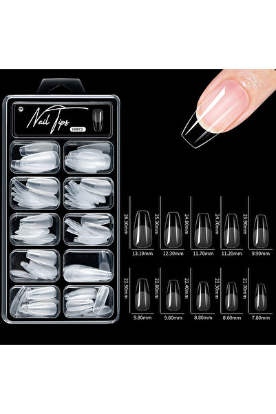 Choice 09-100pcs-box 100pcs/box Fake Nail Tips Coffin Press on Nail Clear Ful...