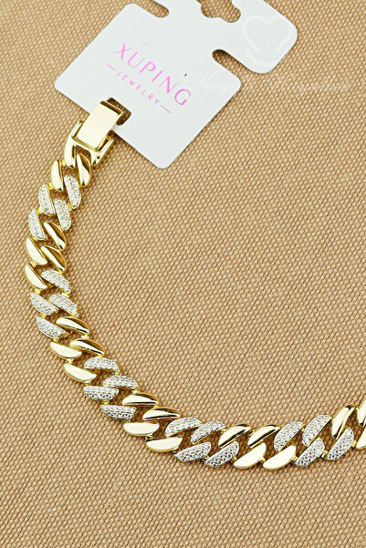 Keyifli Hayaller Xuping Vip Marka Zirkon Taşlı Kalın Zincir Bileklik Altın Re...