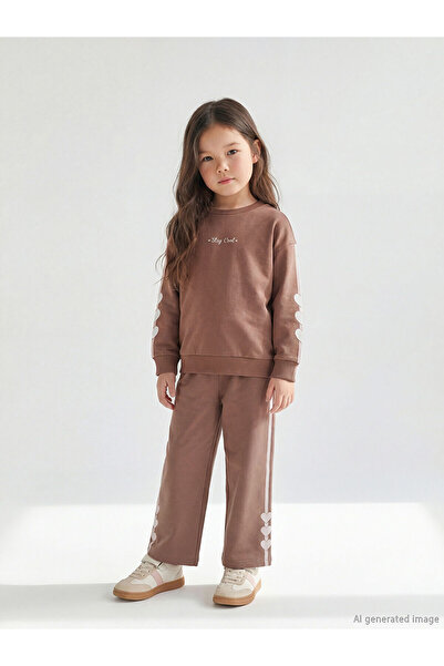 LC Waikiki Ozmarka New Season Heart Printed Girls' Soft Touch Sweatpants