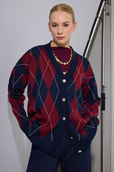 Touché Privé Baklava Patterned O Oversized Cardigan