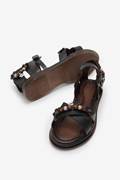 Tonny Black Girl's Black Comfortable Beaded Sandals