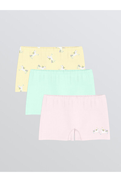 LC Waikiki Peak New Season Printed Girls' Boxer Shorts 3-Piece Set