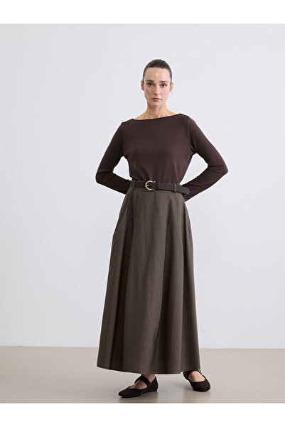 LC Waikiki YK PLUS Φούστα ποπλίνα σε γραμμή Α με φερμουάρ στη μέση και ζώνη