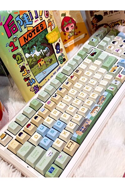 Aircraft Carrier مجموعة أزرار لوحة مفاتيح PBT بنقشة كرتونية لطيفة – 128 زر، ط...